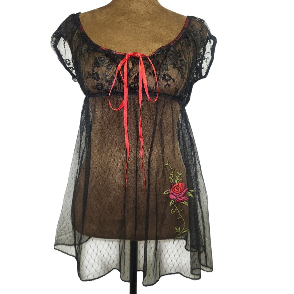Vtg Y2K Top S Grunge Fairy Alt Victoria Secret 90s Coquette Goth Babydoll Rose